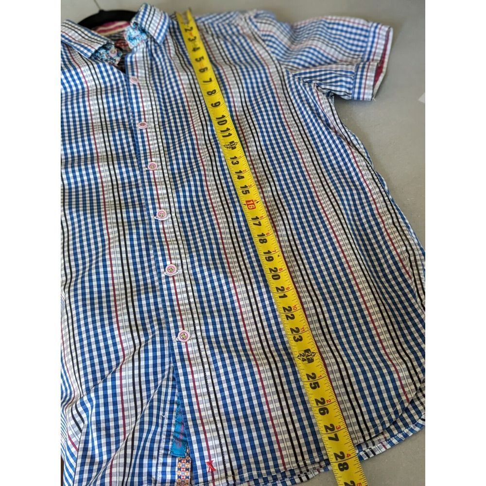 Robert Graham Classic Fit Blue Red Gray White Plaid Short Sleeve Shirt Medium‎ - Picture 10 of 10